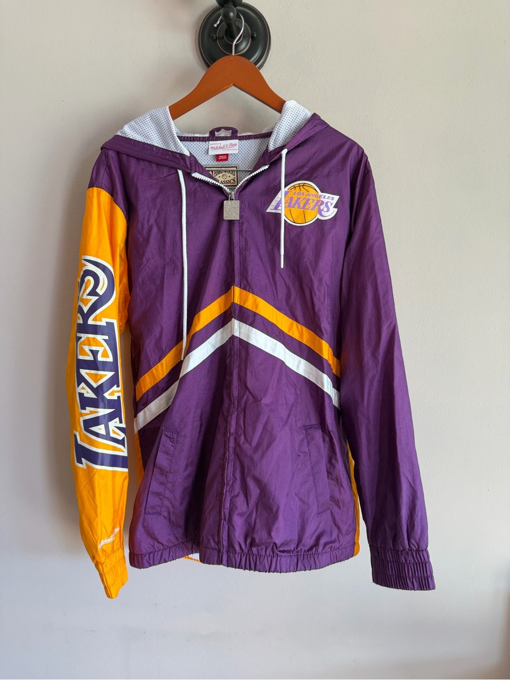 Mitchell & Ness White and Purple Hardwood Classics Mesh Jersey‎